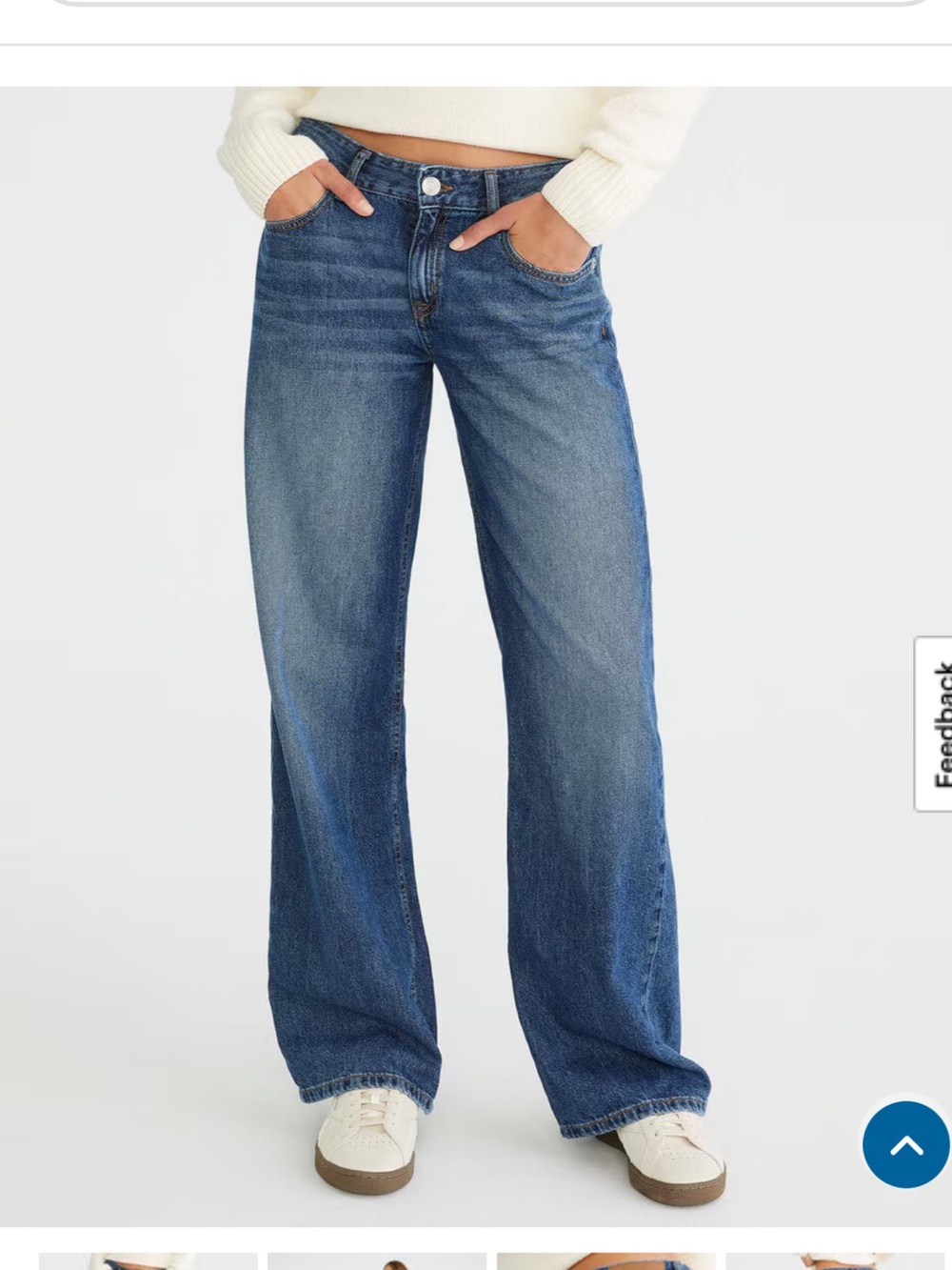 Aeropostale Women's Wide-Leg Jeans in Dark Blue Wash